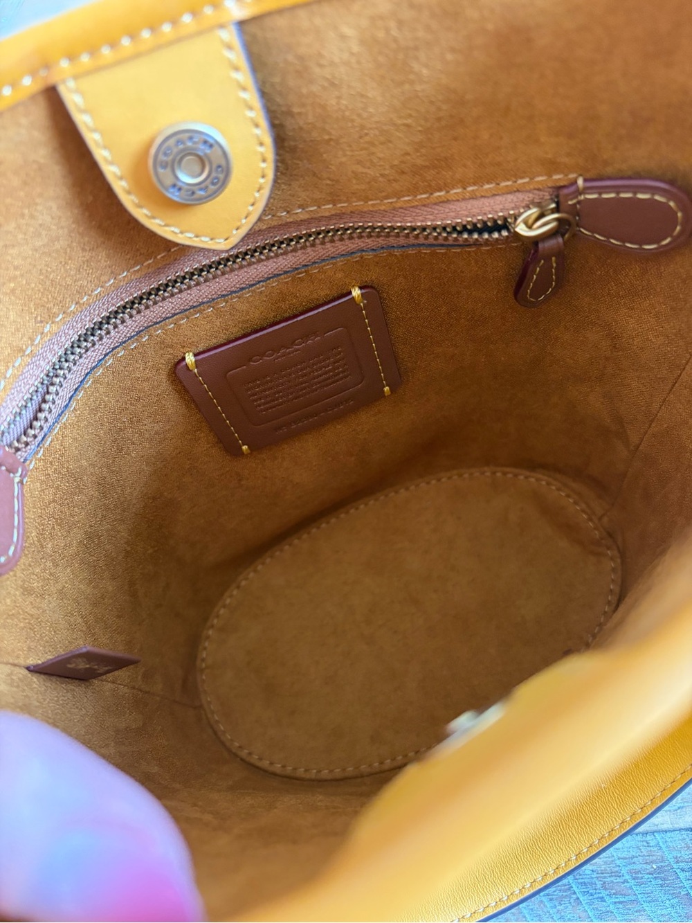 EUC Coach Mustard Leather Bucket Tote with Braided Strap - Picture 3 of 6